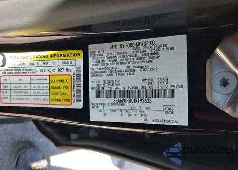 2018 Ford Fusion Se from USA, damaged, VIN 3FA6P0HD0JR192623